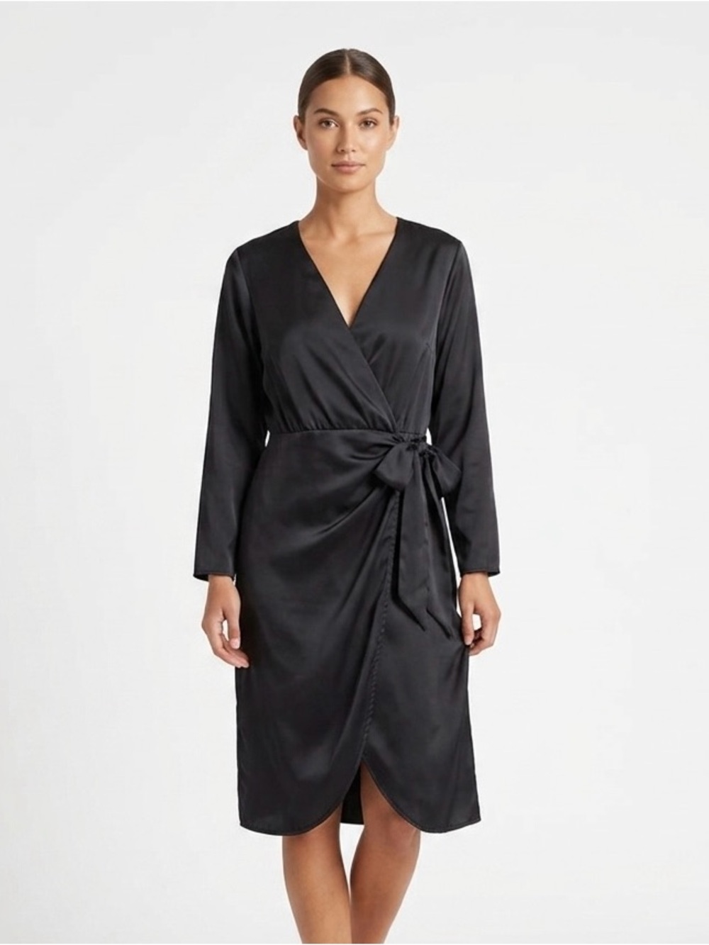 H&M Black Satin Wrap Dress